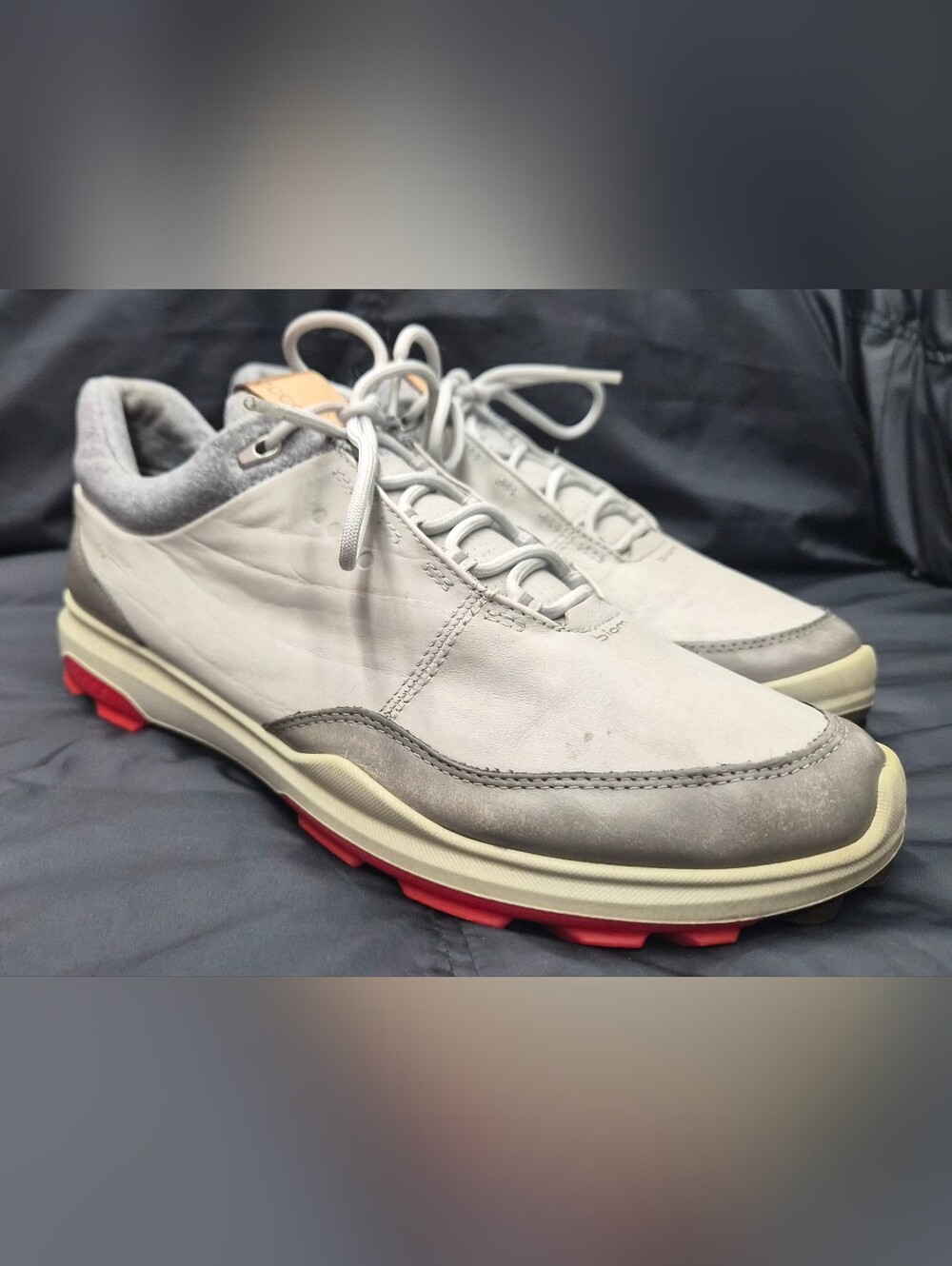 Men's ECCO Biom Hybrid 3 GoreTex White Gray Yak Leather Golf Shoes Sz. 8
